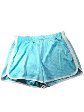 Justice Active Girls Mesh Athletic Shorts Size 20 Plus Light Blue With White Tri